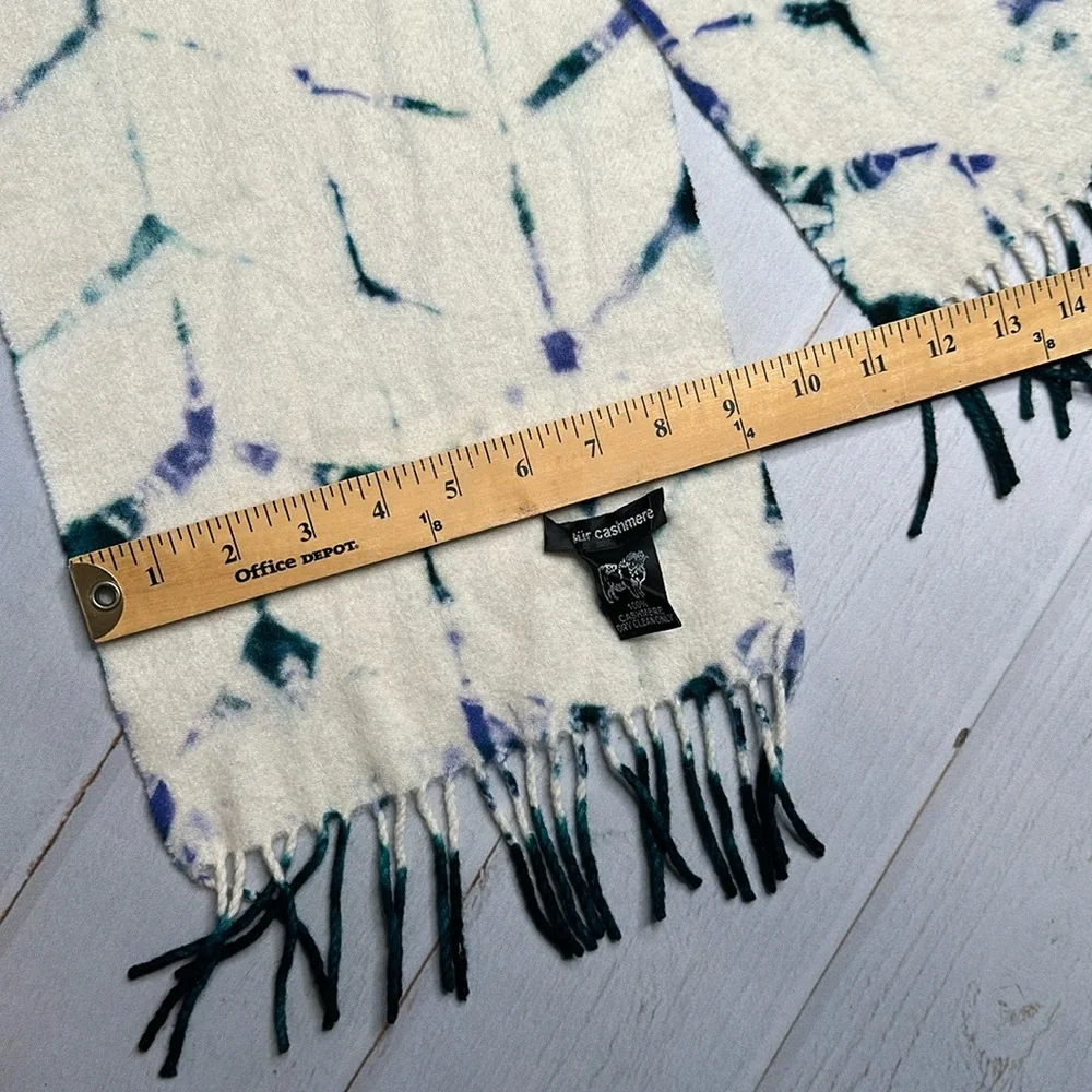 Cashmere scarf hand dyed blue and green - Picture 7 of 13